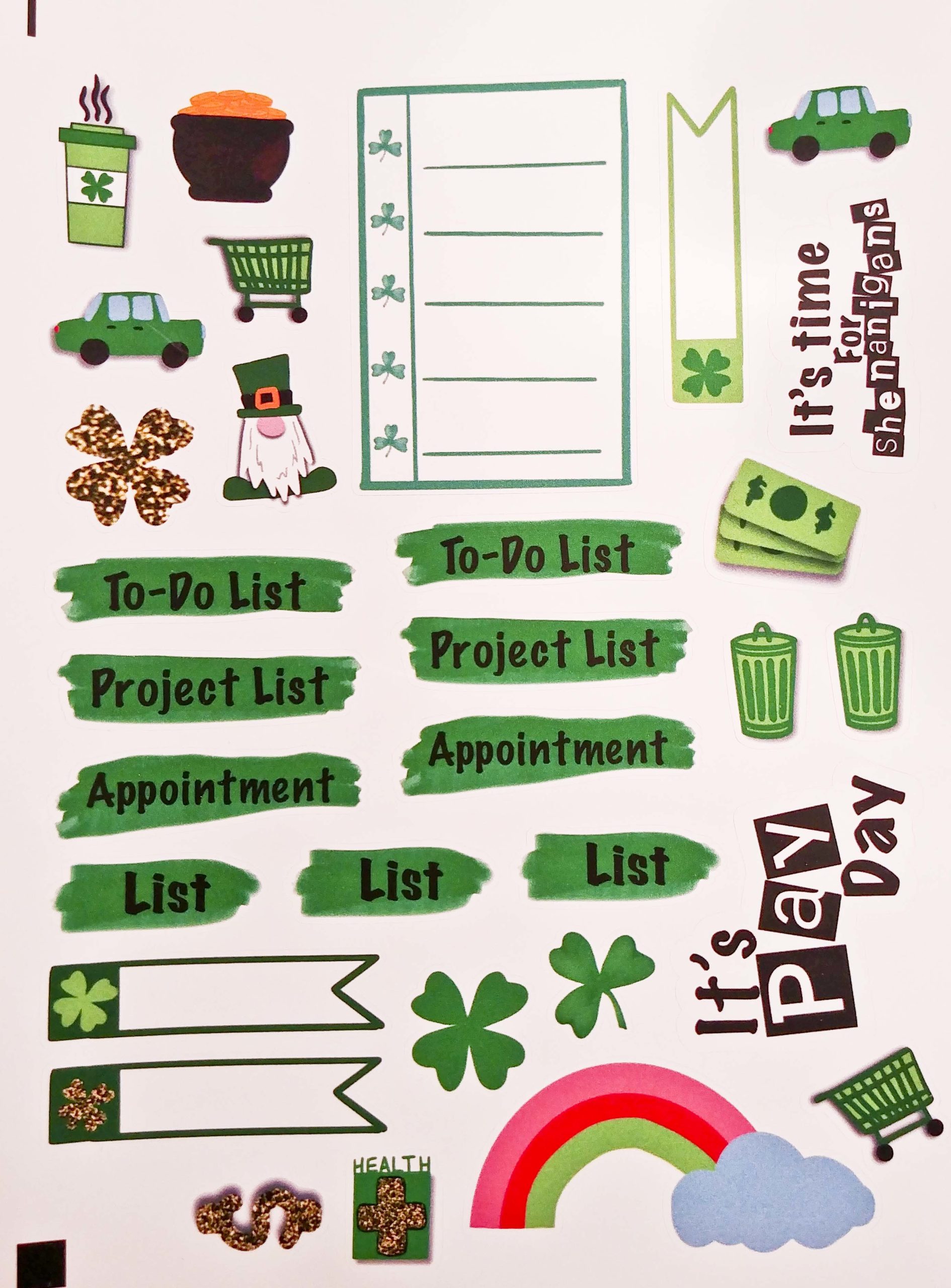 St. Patrick's Day sticker sheet